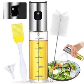 SomosTrade Ölsprüher Set | Ölsprüher zum Kochen | Ölspray | Öl Sprühflasche | Ölsprüher für Salat, Grillen und Backen | 100ml | Ölsprüher Set | inkl. Bürste, Pinsel und Trichter |