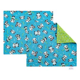 Funkins Reusable Cloth Placemats for Kids & Lunch Boxes | Reusable, Machine Washable, Eco-Friendly | 15"x13", 2-ply, Thick, Absorbent, Durable | Set of 2 Placemats (Pandas)