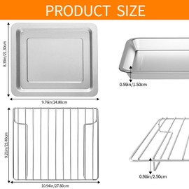 Toaster Oven Tray Rack Set for Hamilton Beach Easy Reach 4 Slice Countertop Toaster Oven, 10.9×9.2" Food Grade Steel Toaster Oven Accessories Sheet Pan Replacement Parts, Dishwasher Safe