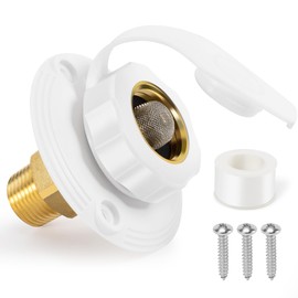TONDA RV City Water Inlet with Check Valve, Brass Thread RV Water Fill Inlet Replacement, RV Water Hose Connector for Camper, Trailer, Motorhome