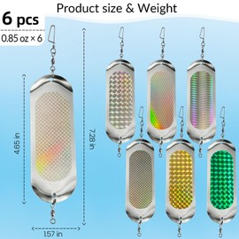 6pcs Fishing Dodger Flashers Trolling Flasher Lures Salmon Skateboard Fishing Gear (6)