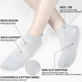 srclo 5 Pairs Pilates Yoga Socks, Women Non Slip Grip Sock for Hospital, Dance, Fitness, Ballet, Home Workout, Size UK 4-7