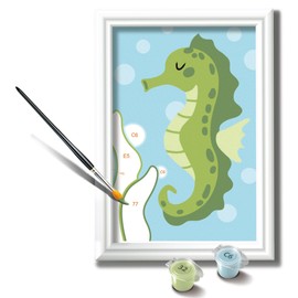 Ravensburger CreArt: - Cavalluccio Marino – Dipingere con i Numeri Bambini 7+ Anni, Kit Pittura con Pennello e Colori Inclusi, Cornice Inclusa, 13,20 x 9,50 cm, Idee Regalo
