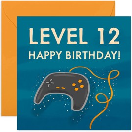 Old English Co. Happy 12th Birthday for Gamer - Gaming Greeting Card for Boy or Girl | Video Game Controller Design for Son or Daughter | Blank Inside with Envelope