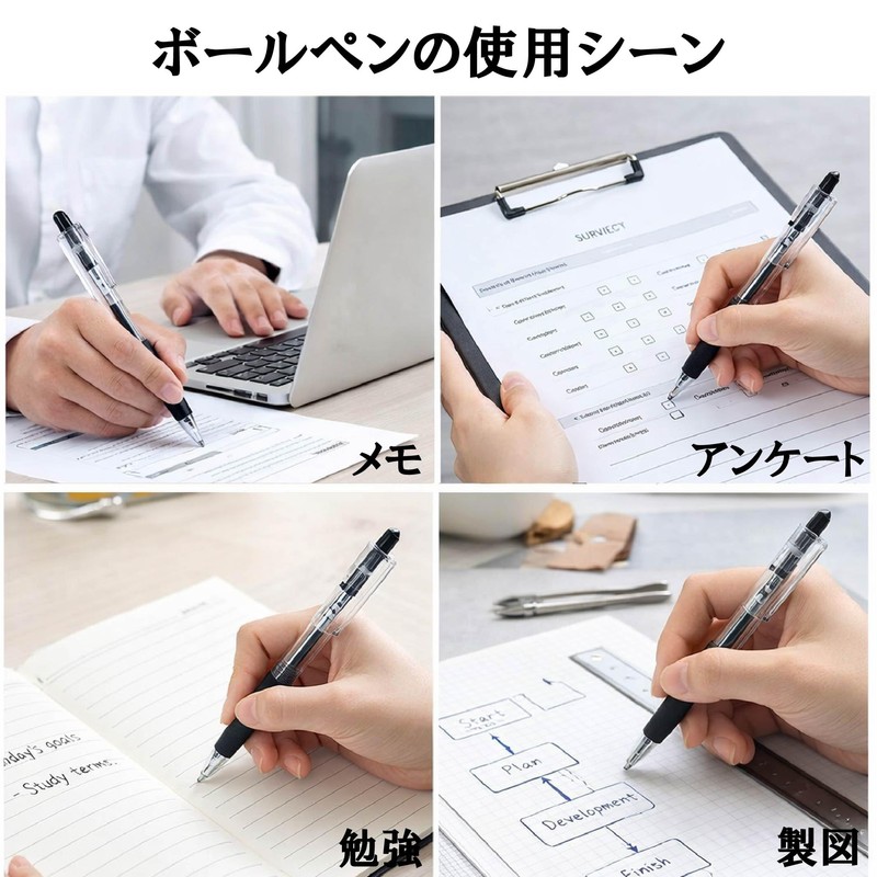 50pcs 0.5mm Fast Dry Retractable Gel Ink Ballpoint Pens with