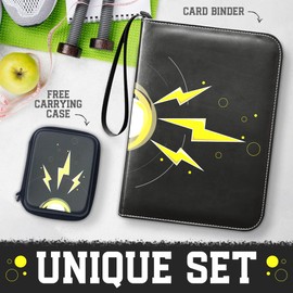 Collection Set: Trading Card Binder & Card Carrying Case, 4 Pocket Card Binder With Double Sided Pocket Fits 400 Cards and Travel Cards Hard Case Holds 400 Cards