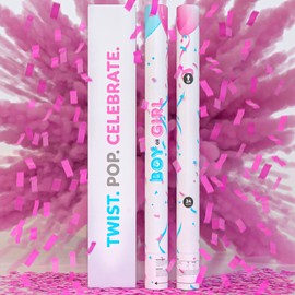 24” X-large Gender Reveal Confetti & Powder Smoke Cannon | 2 Pink Poppers | Biodegradable | Alternative to Gender Reveal Smoke Bombs Extinguisher | Baby Gender Reveal Decorations | TUR Party Supplies