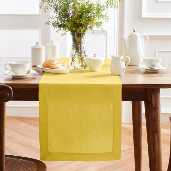 Solino Home Linen Yellow Table Runner 90 Inches Long -