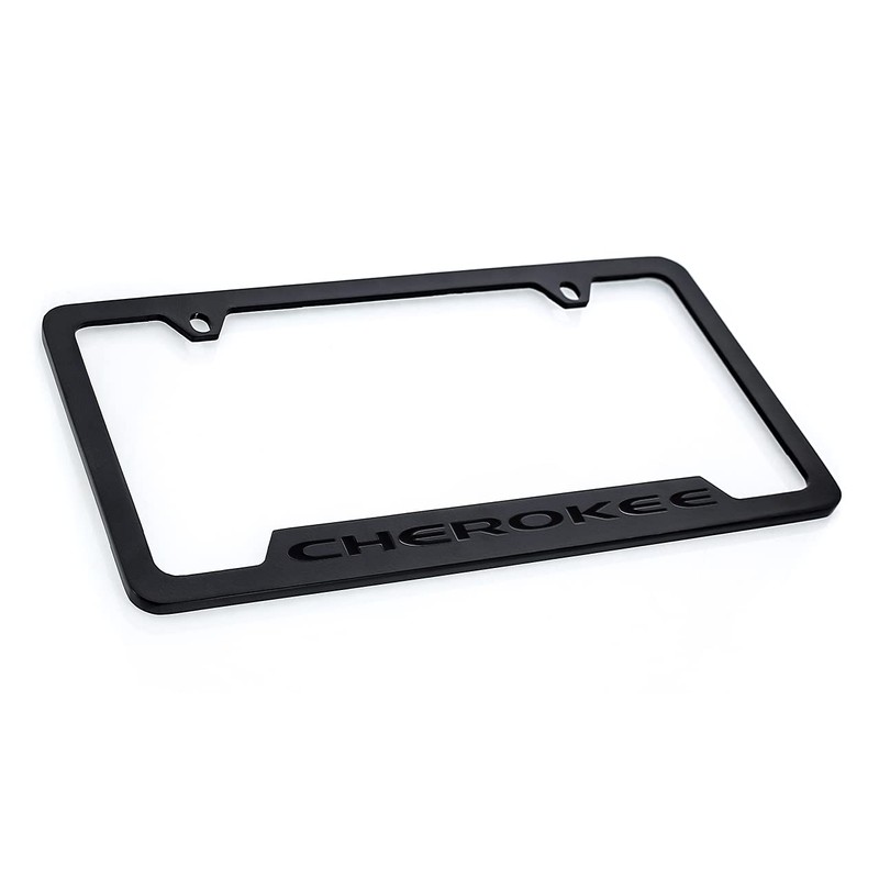 JEEP Cherokee License Plate Frame - Blacked Out Metal Engraved