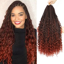 Yewell Goddess Box Braids Crochet Hair 24 Inch Boho Crochet Box Braids, 9 Packs Boho Box Braids Crochet Hair For Black Women Pre Looped Box Braids Crochet Hair (24Inch 9 Packs,T350)