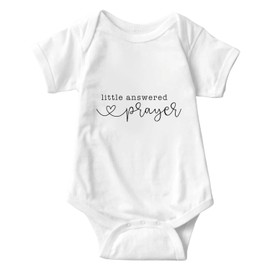 Komergave Pregnancy Announcement Onesie Bodysuit, Little Answered Prayer Newborn Unisex Baby Bodysuit Vest Cotton Short Sleeved Announcement and Pregnancy Reveal Gift Idea for Dad Grandparents
