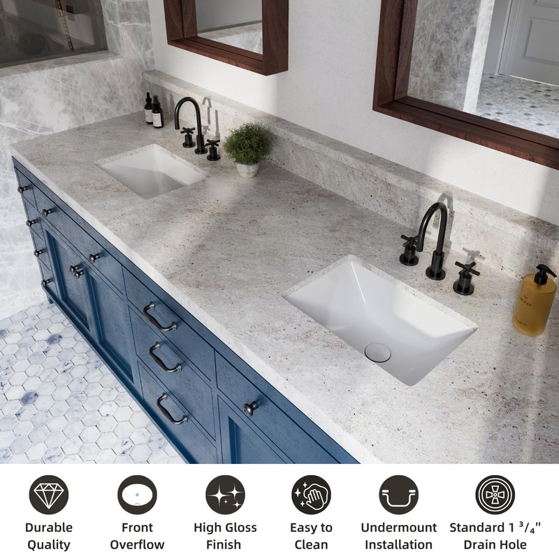 18W" x 13D" Undermount Bathroom Sink, Los Flexi Compact Rectangular