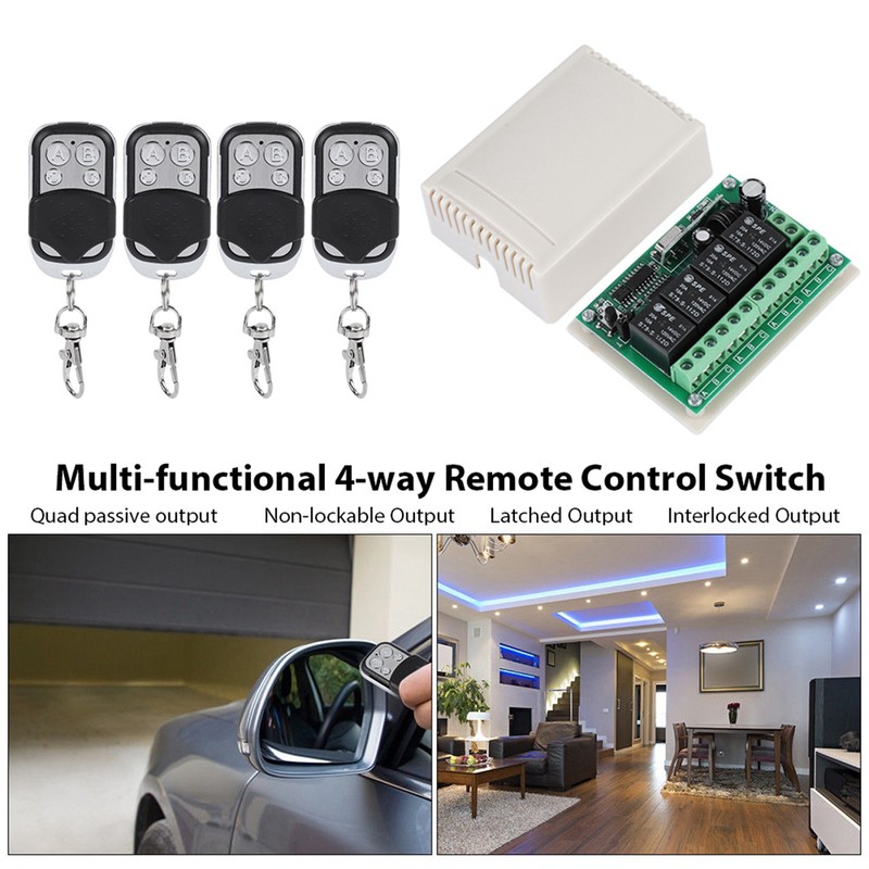 Multi Function 4 Way Remote Control Switch Wireless Relay Switch