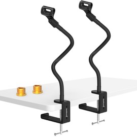 ZealSound Microphone Stand,Flexible Gooseneck Desktop Mic Stands Holder with Heavy Duty Desk Clamp, 3/8" to 5/8" Screw Adapter 360 Adjustable Compact for Blue Yeti Snowball Ice Spark (Two Pack)
