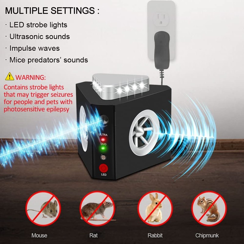 Angveirt Ultrasonic Rodent Repellent Plug-in Indoor, Mouse & Rat Deterrent