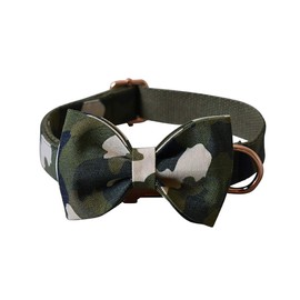 Love Dream Dog Collar with Bow, Heavy Duty Camo Dog Collar with Quick Release Buckle, Adjustable Bow Tie Collars for Small Medium Large Dogs (Small, Army Green Camo)