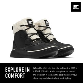 SOREL Women's Out N About lV Chillz Waterproof Boot - Black, Chalk - 7