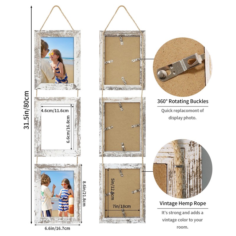 ccdcc 5x7 Collage Picture Frames Set of 2, Rustic Wooden