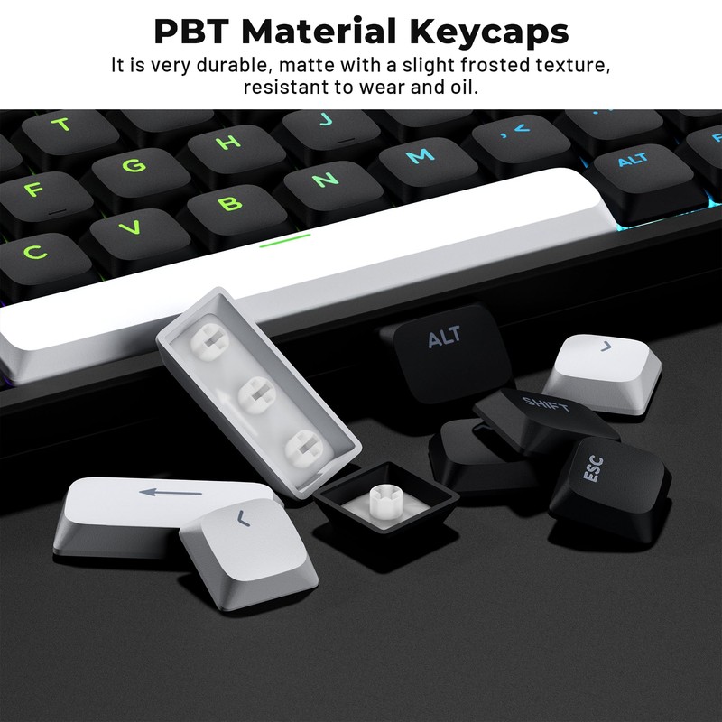 GMKWTL XVX Low Profile Black Keycaps, Shine Through Keycap Sets,