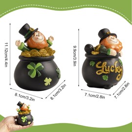 Bechivie St Patricks Day Decorations Gnome Figurine, Resin Saint Patrick's Irish Leprechaun Gnome Small Statue, Indoor Table Centerpiece