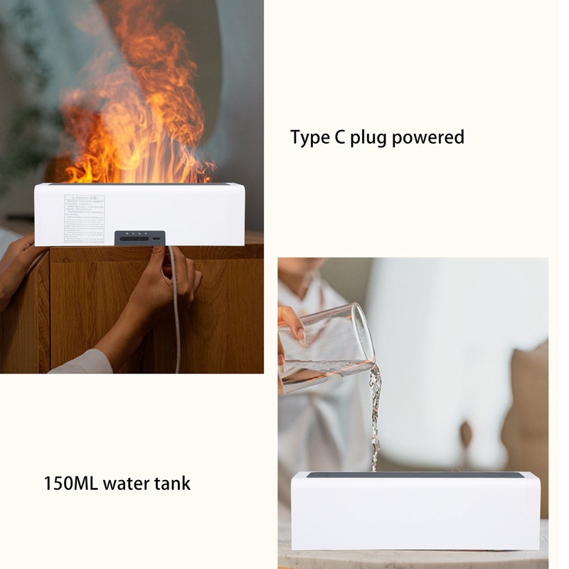 Essential Oil Diffuser 150ml Aromatherapy Humidifier Colorful Flame Light Quiet