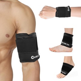 WORLD-BIO Gel Ice Pack Wrap with Velcro Strap - Reusable Hot and Cold Compress for Injuries, Elbow, Arm, Wrist, Hand, Foot, Ankle - Cold Pack for Plantar Fasciitis, Achilles Tendonitis, 9''x4.5''