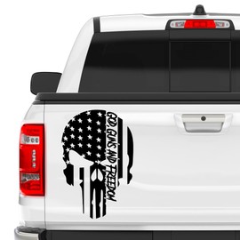 20" God, Guns & Freedom Skull American USA Flag Decal Sticker for Car Truck Patriotic Vinyl | Available in 10 Colors (Black)