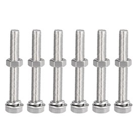 Boxonly M8x60mm Hex Head Screws Bolts, Nuts, Flat & Lock Washers Kits, 304 Stainless Steel Fully Thread Hexagon Bolts 6 Sets