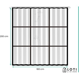 Loti Living Anti-Mould Shower Curtain 180 x 200 cm – Waterproof – Matt Transparent PEVA – Includes Rings – Transparent Shower Curtain Transparent – Shower Curtain Bath