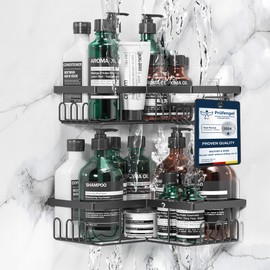 Shower Shelf Corner No Drilling Set of 2 - Corner Shelf Bathroom Shelf Stainless Steel Shower Shelves Rustproof Bathroom Shelves Bathroom Shower Caddy Bathroom Organiser Shower Basket & Stickers,