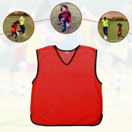 Sterling Sports 6 X Training Bibs Sports Mesh Football Bibs Adult (Pack of 6) - Quick Dry Sport Bibs For Rugby, Basketball, Cricket & Football (Red, Junior (7 to 12 Years Old))