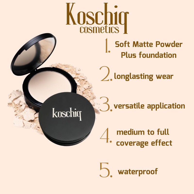 Koschiq Soft Matte Powder + Foundation – 2-in-1 Compact with