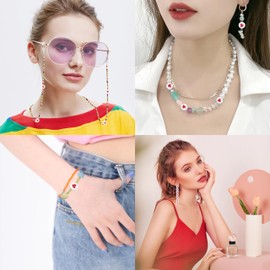 Honbay 200PCS 7mm Mini Acrylic Beads Flat Round Love Heart Sweet Beads Spacer Loose Beads for Bracelets Anklets Necklaces Earrings Eyeglass Chain Jewelry Making Craft Projects