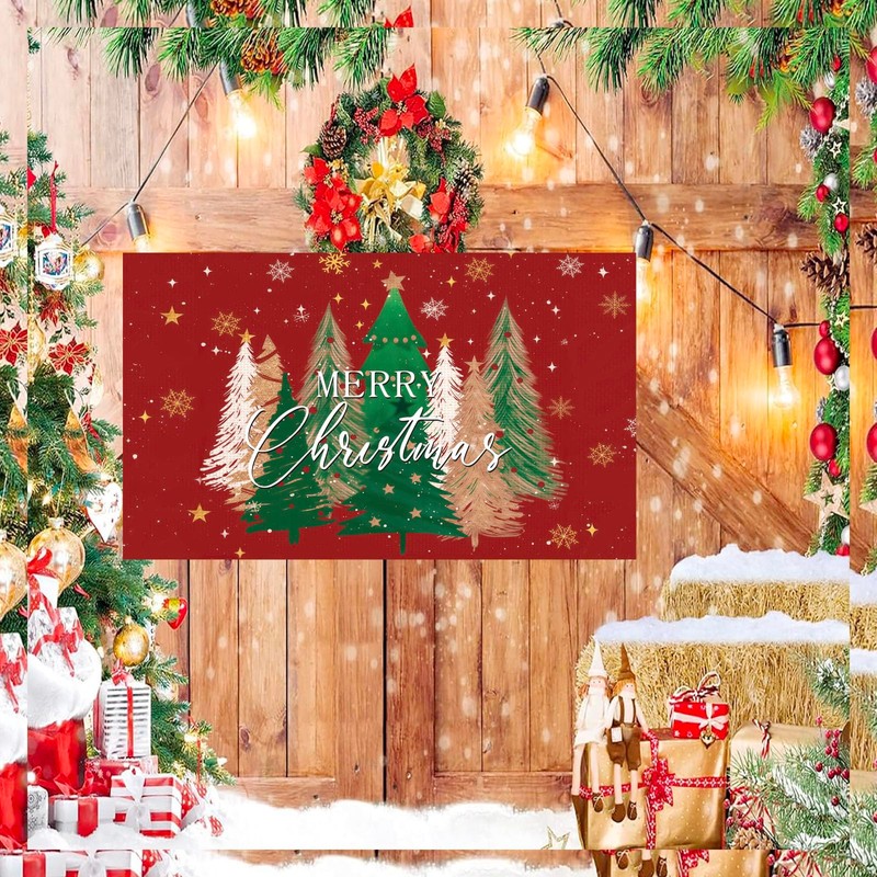 Merry Christmas Tree Flags 3x5 Outdoor Double Sided- Xmas Pine