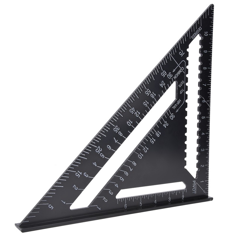 12 inch Black Aluminium Right Angle Triangle Ruler Rustproof Protractor