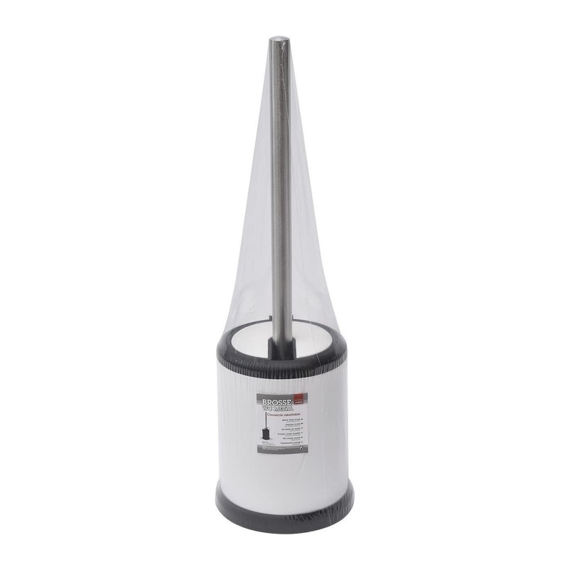 Bath Toilet Bowl Brush Holder with Folding Lid (Chrome)