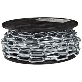 Campbell 0722827 Low Carbon Steel Straight Link Coil Chain in Reel, Zinc Plated, 2/0 Trade, 0.19" Diameter, 40' Length, 520 lbs Load Capacity