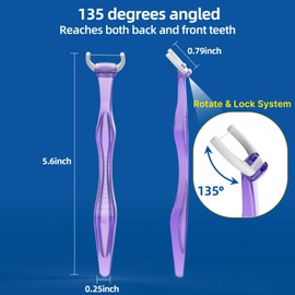 RAZOKO Flosser Kit, Shred-Resistant, Insert & Rotate 90° to 135° for Hard-to-Reach Areas, PTFE & PFAS Free, 2 Handles + 240 Refill Heads, Purple