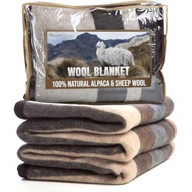 Natural Alpaca & Sheep Wool Blanket – Woven, Made in Peru - Full/Queen Size – Heavyweight Warmth, Thick, Breathable, Natural Texture & Scent, 72 x 88 Inches, 4.2 lbs