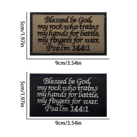 2PCS Bible Christ Psalm 144:1 Embroidered Tactical Patch, Bible Verse Faith Theme Sew on Premium Patch, Embroidery Christian Morale Patches Velcro for Jacket, Backpack, Hats, Vest, DIY Accessories