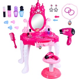 Toddler Vanity Set Play for Girls Vanity Playset with Mirror and Makeup Table for Kids Beauty Set with Fashion & Makeup Accessories