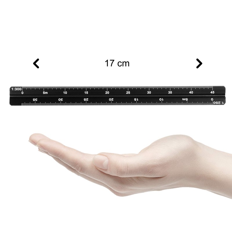 Scale Ruler Triangular Aluminum Laser Engraved 17cm (1:100/200/250/300/400/500)