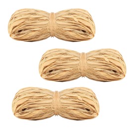 Pack of 3 50 g Raffia, Natural Raffia, Natural Raffia for Crafts, Weaving and Gardening, for Decorative Gift Cardboard Packages