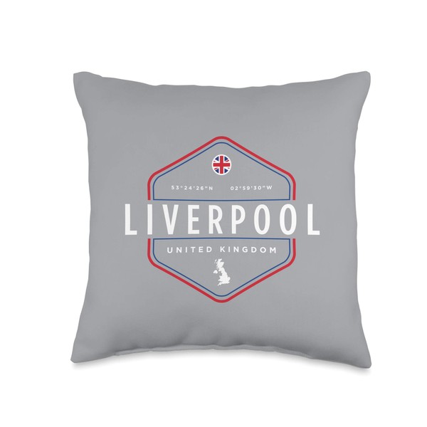 Liverpool United Kingdom UK Map Flag Graphic Throw Pillow
