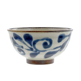 sh-019-01 Tableware East Bowl, 5.9 inches (15 cm), High Hama, Ryukyu Karakusa Ruri