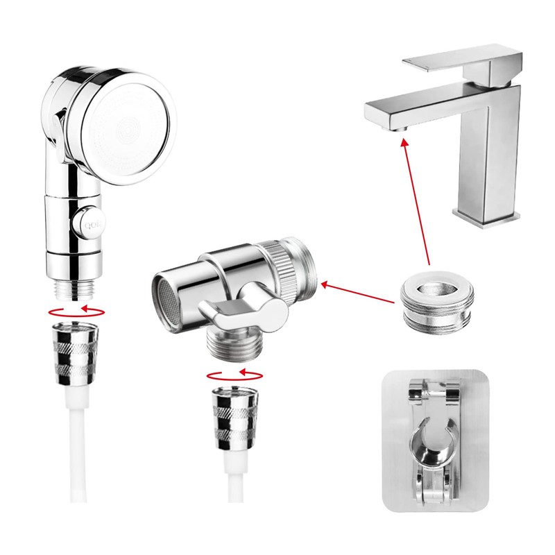 Basin Handheld Shower Kit 3-Mode Shower Head & 3-Way Diverter