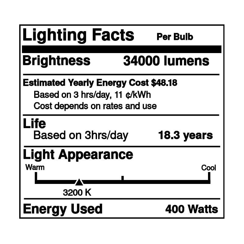 Replacement for GE 20931, MVR400/SP30/VBU/HO, 400 Watt, Mercury Vapor HID