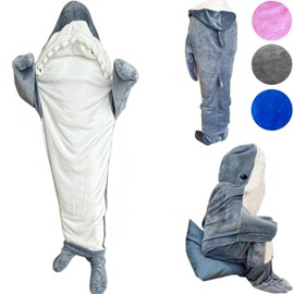 LIGWON Shark Pajamas, Sleeping Bag, Wearable Blanket, Stuffed Animal Blanket, Cosplay, Costume, Adults/Children, Autumn, Winter, Warm, Soft, Fluffy, Cold Protection, Nap Blanket, Air Conditioning,