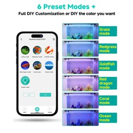Fishkeeper Smart Aquarium Light - App Controlled Full Spectrum LED Fish Tank Light with Bluetooth, 6 Preset Modes, DIY & Timer, UVA for Fresh Water Tanks, with Extendable and Adjustable Brackets