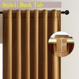 Timeper Gold Velvet Curtains 96 Inches - Super Soft Velvet Drapes Heat & SunSunlight Block Out Curtain Panels with Rod Pocket Back Tab for Holiday Fete/Party/Peformance, Gold Brown, 52Wx 96L, 2 Panels